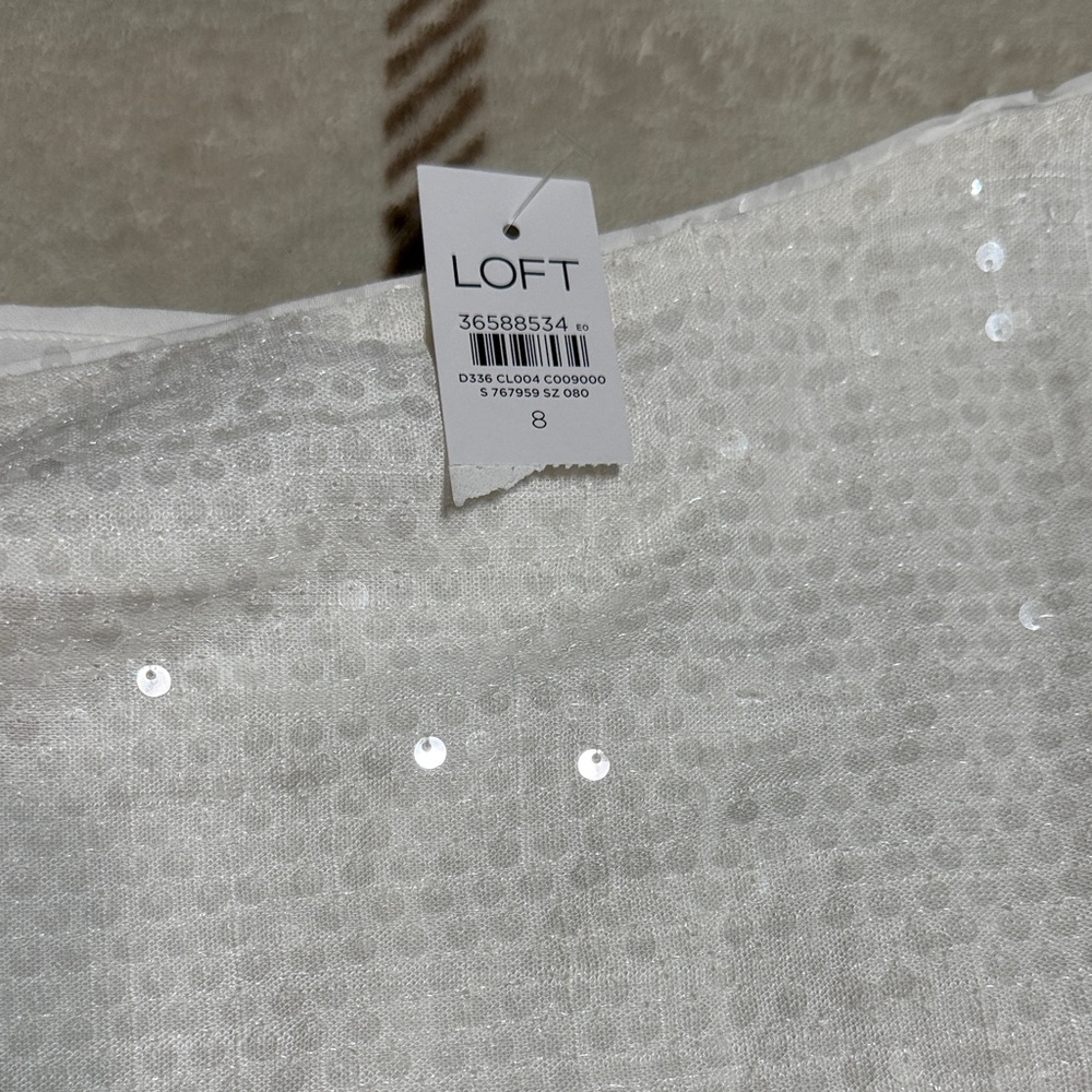LOFT White Textured A-Line Skirt - Picture 4 of 5